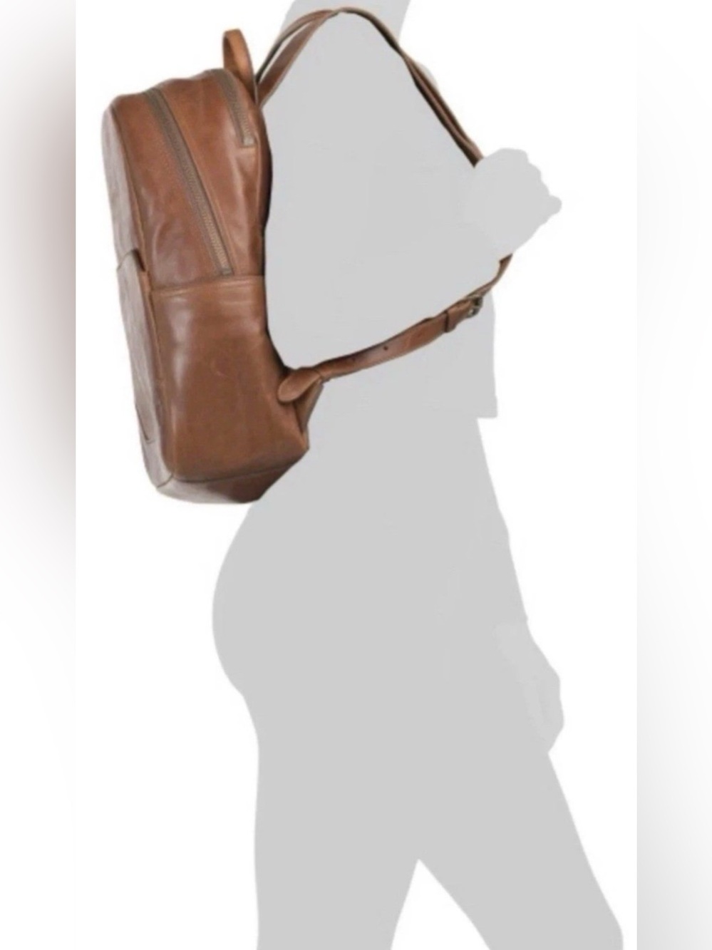 NWT Frye Melissa Leather Large Backpack Luggage Sleeve Cognac Brown MSRP $348 - Picture 15 of 15